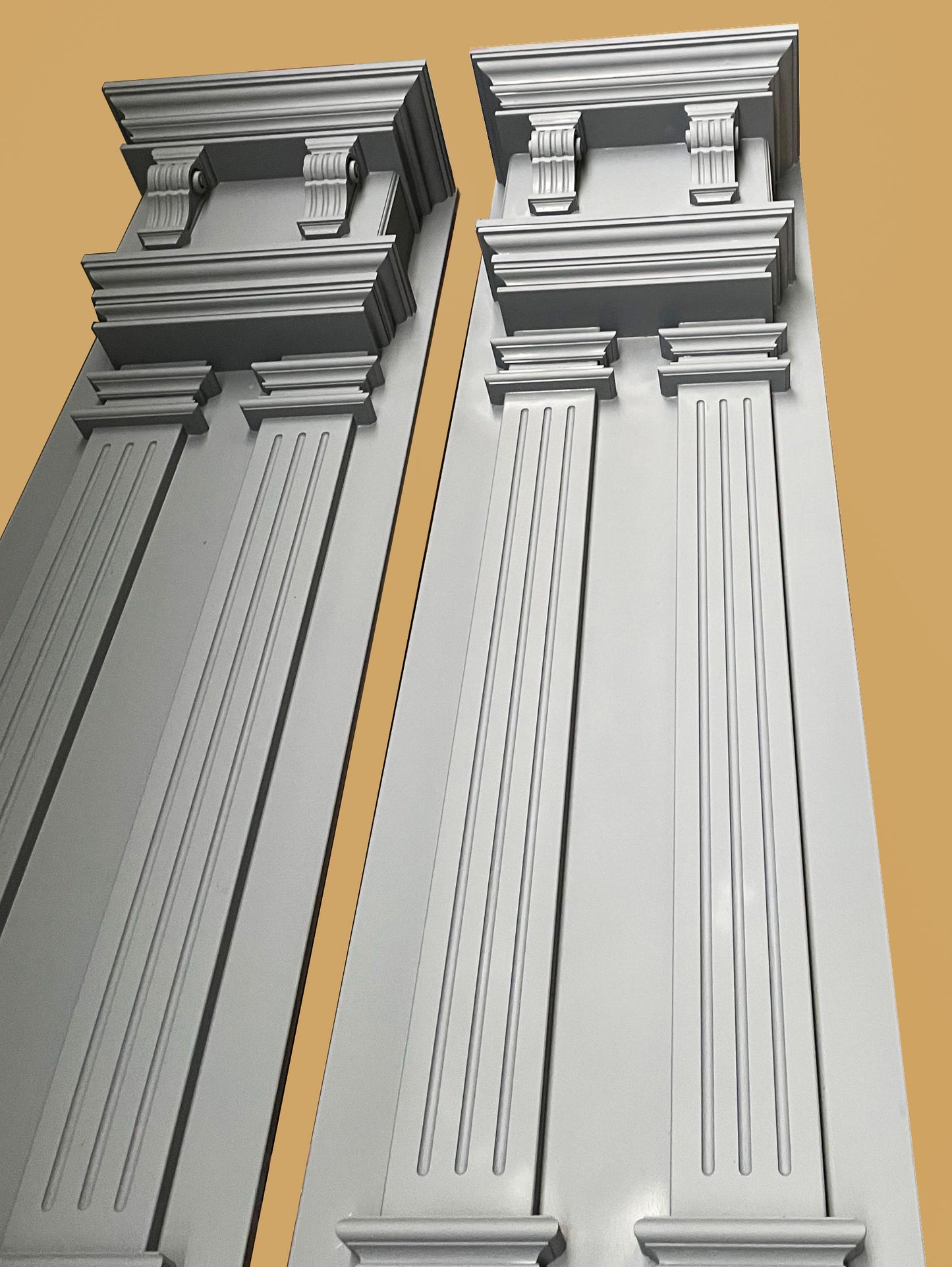 PAIR of Fluted Mission Style Wood Carved Corbels, Wall Brackets, Available in 7-1/2" & 10-1/4" High