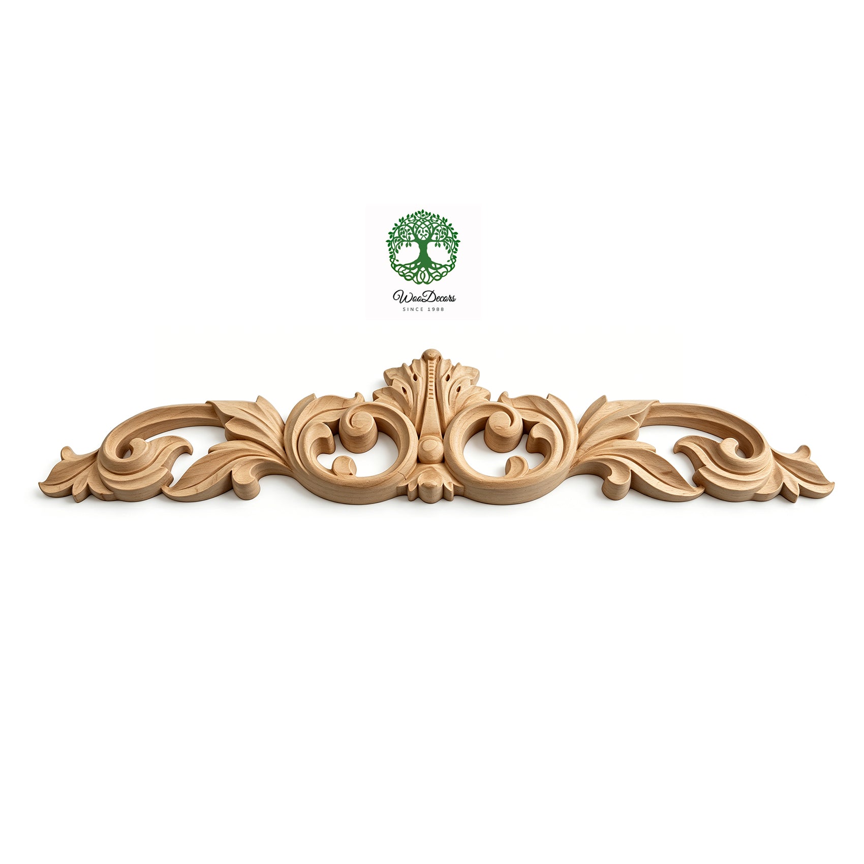 Elegant Acanthus Carved Wood Applique, Available from 12-1/4
