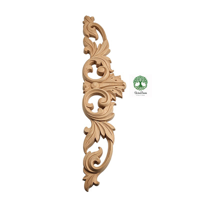 Elegant Acanthus Carved Wood Applique, Available from 12-1/4" to 24-1/2" Wide, Single