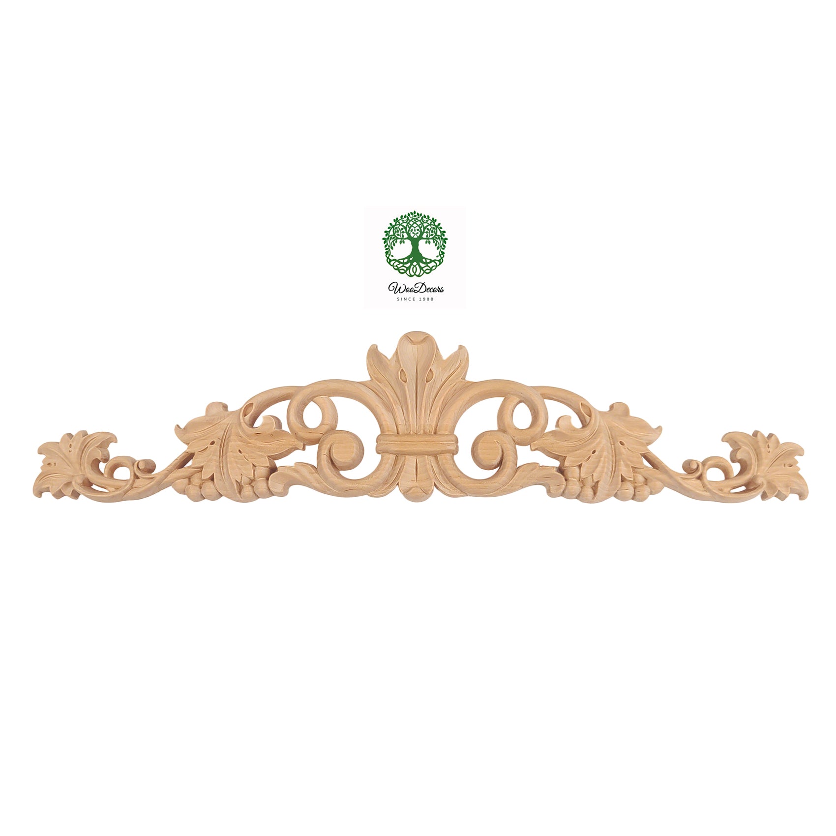 Vivid Grapevine Carved Wood Onlay, Furniture Applique, Available from 12-1/4