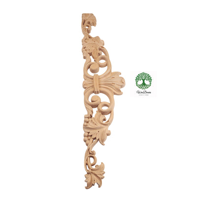 Vivid Grapevine Carved Wood Onlay, Furniture Applique, Available from 12-1/4" to 24-1/2" Wide, Single