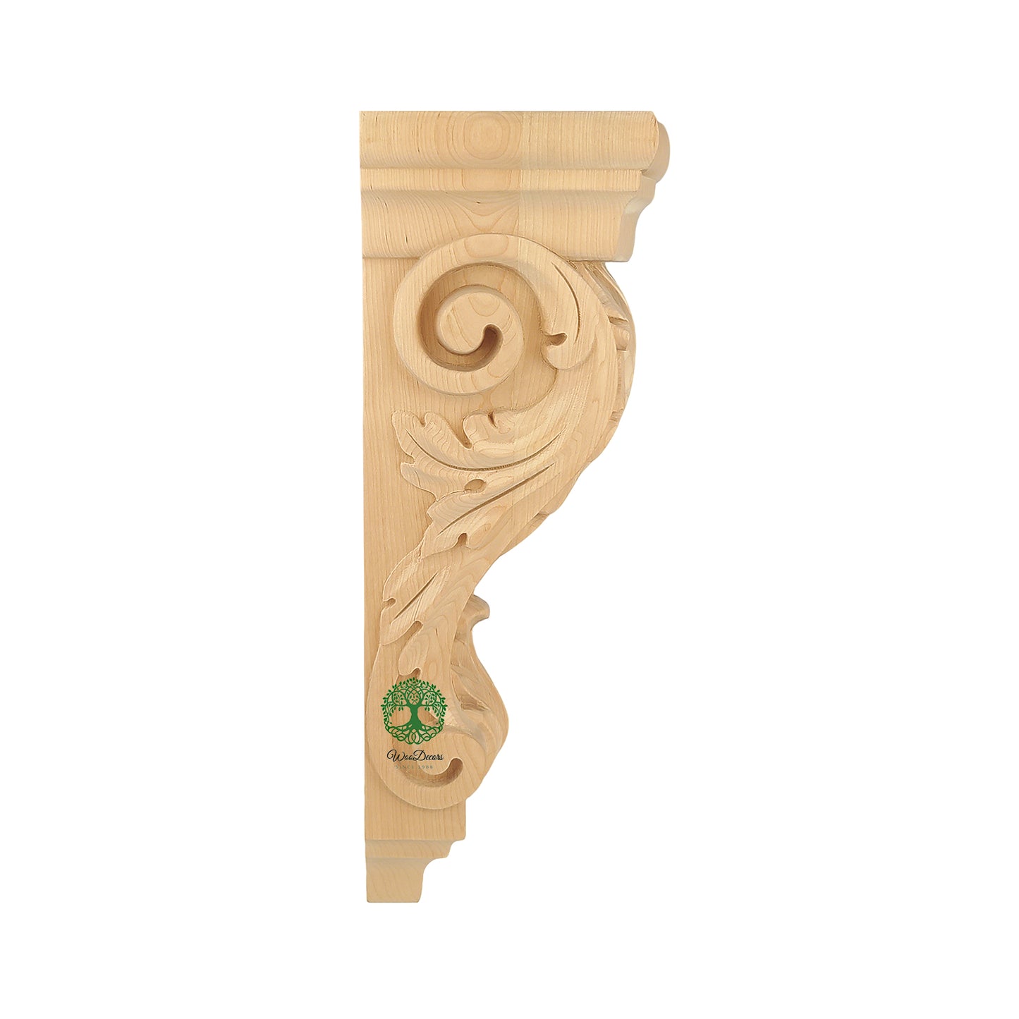 PAIR of Beautiful Acanthus Carved Wood Corbels, Available in 12-1/4" & 14" High