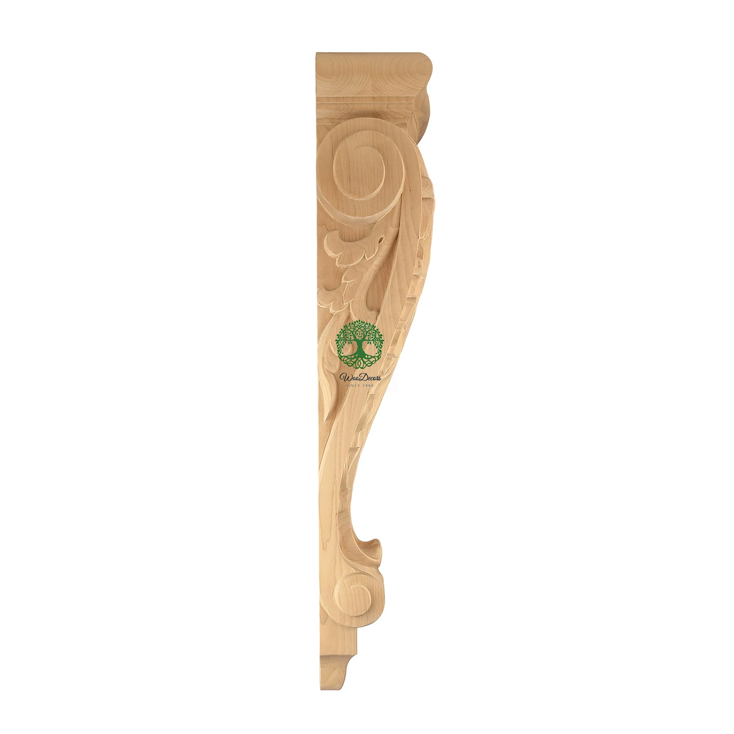 PAIR of Classic Acanthus Leaf Carved Wood Corbels, Available from 6-1/4" to 25" High, Unfinished