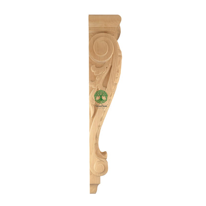 PAIR of Classic Acanthus Leaf Carved Wood Corbels, Available from 6-1/4" to 25" High, Unfinished