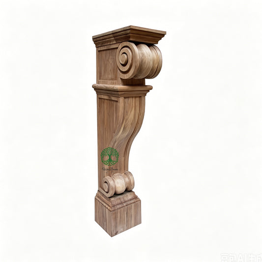 PAIR of ISP-13 Double Scroll Carved 35-1/2"High Wood Island Posts, Available in 2 Sizes, Unfinished