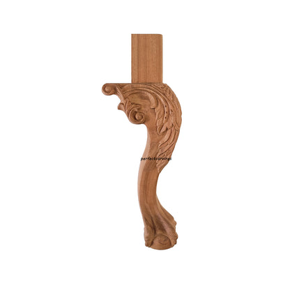 PAIR of Wood Carved Scroll Leaf Claw Ball Legs for Furniture, Available in 12-1/2" & 14-1/2"High