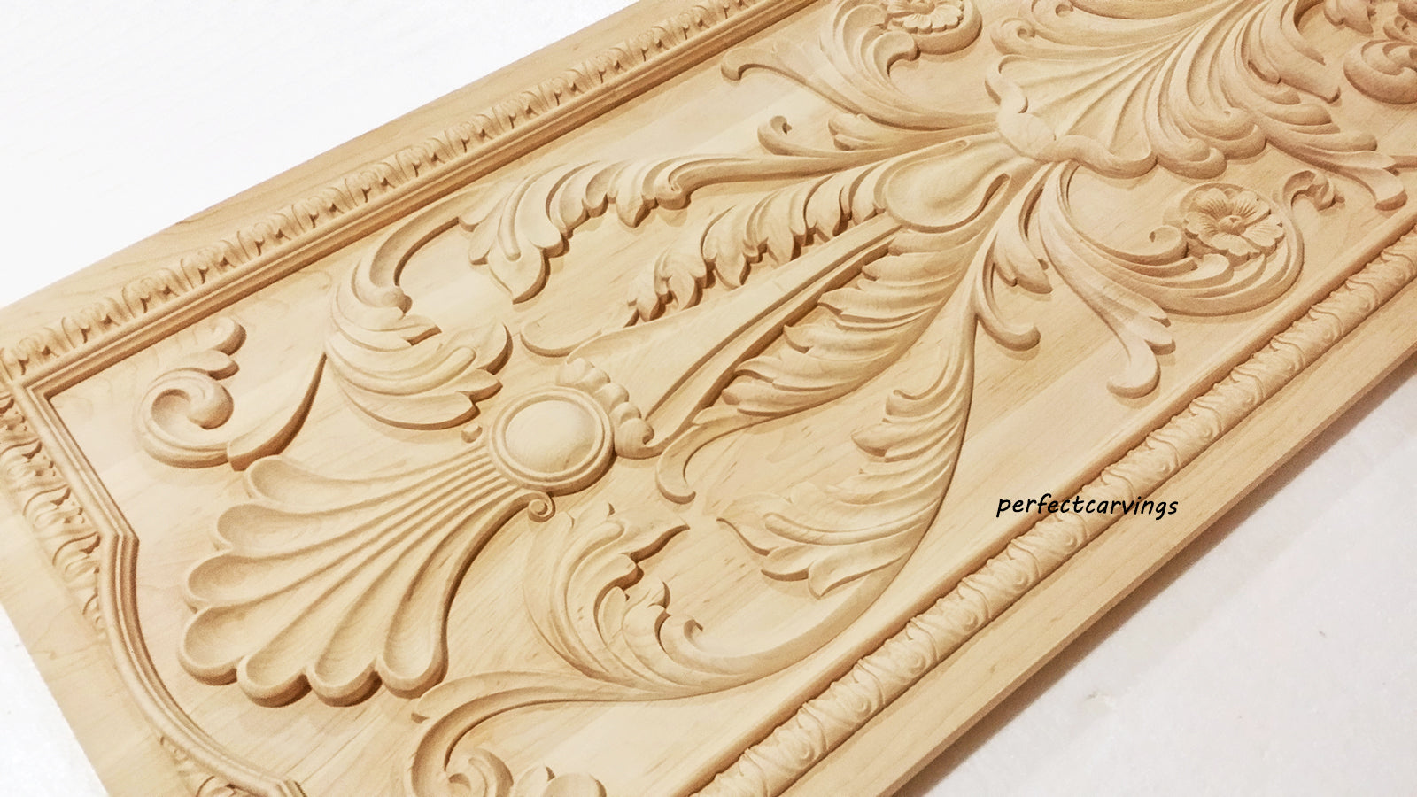 PNL-21 Vigirous Floral Leaf Carved Wood Panel,  20