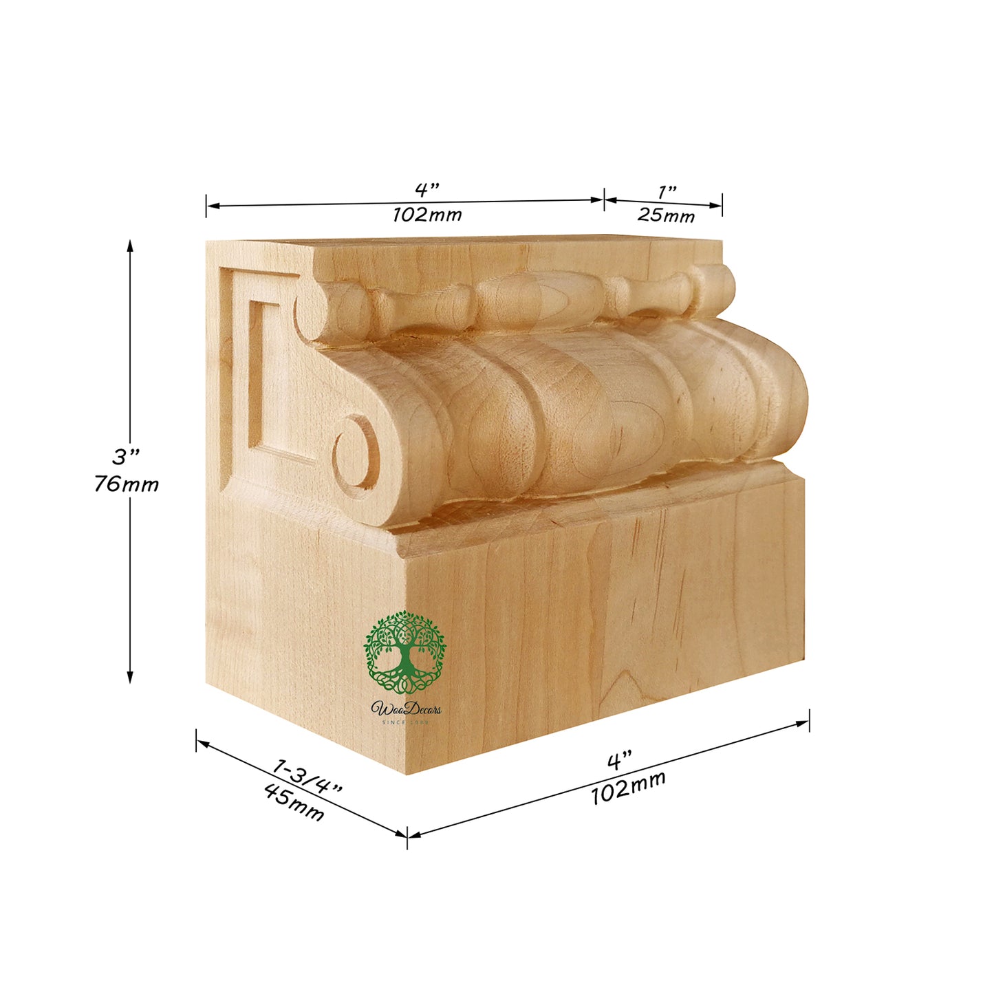 PAIR of Wood Carved Scrolled Bases for Pilasters Columns