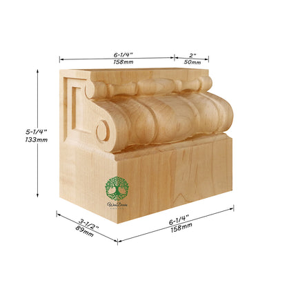 PAIR of Wood Carved Scrolled Bases for Pilasters Columns