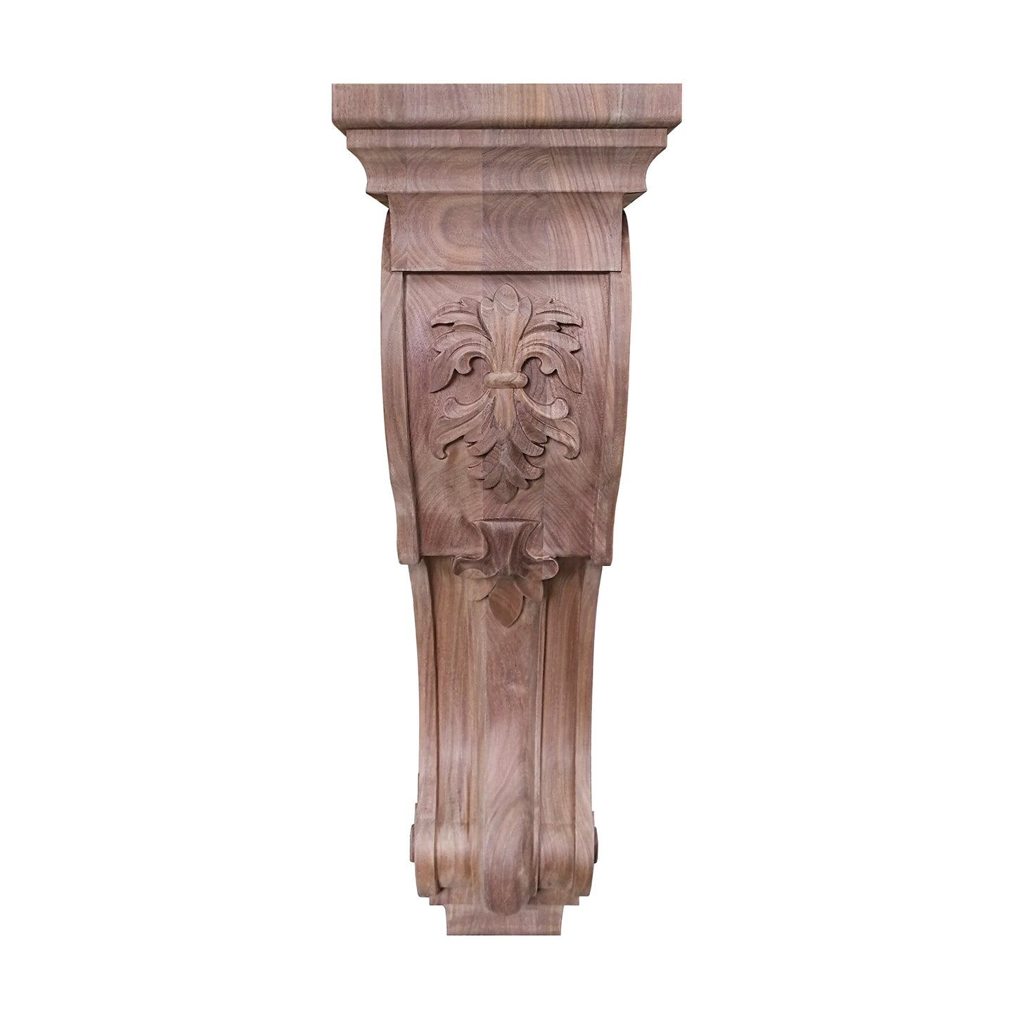 PAIR of Vivid Leaves Carved Wood Corbels, Available from 10" to 18" High, Unfinished