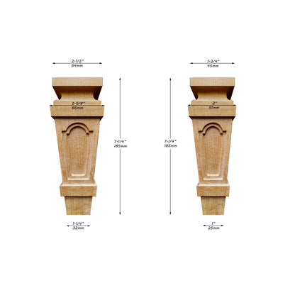 PAIR of Quality Gothic Style 7-1/4"High Wood Furniture Cabinet Legs Bun Feet
