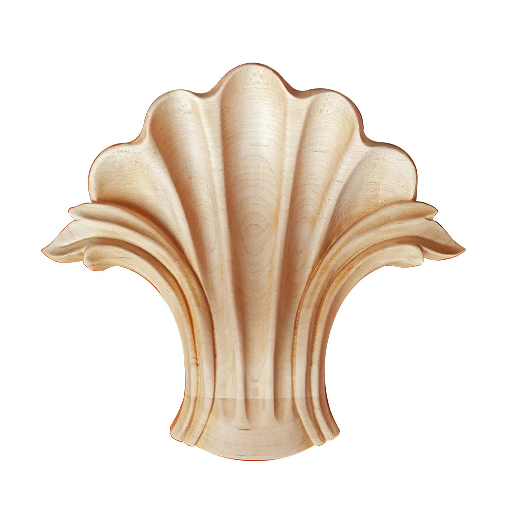 Solid Shell Carved Keystone Onlay Applique,  6-1/4
