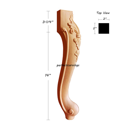 PAIR of Bell Flower & Scroll Leaf Carved 17-1/4"High Chair Legs