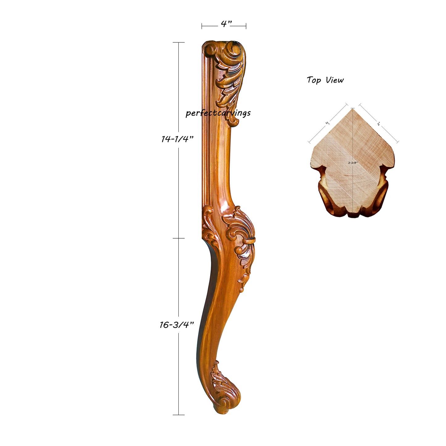 PAIR of Elegant Acanthus Carved 31"High Legs for Desk, Table and Furniture, Unfinished
