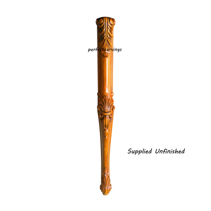 PAIR of Elegant Acanthus Carved 31"High Legs for Desk, Table and Furniture, Unfinished