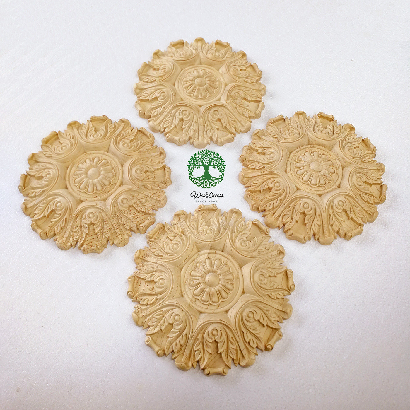 Delicate Acanthus Scroll Carved Deep Relief 10" Ceiling Rosettes