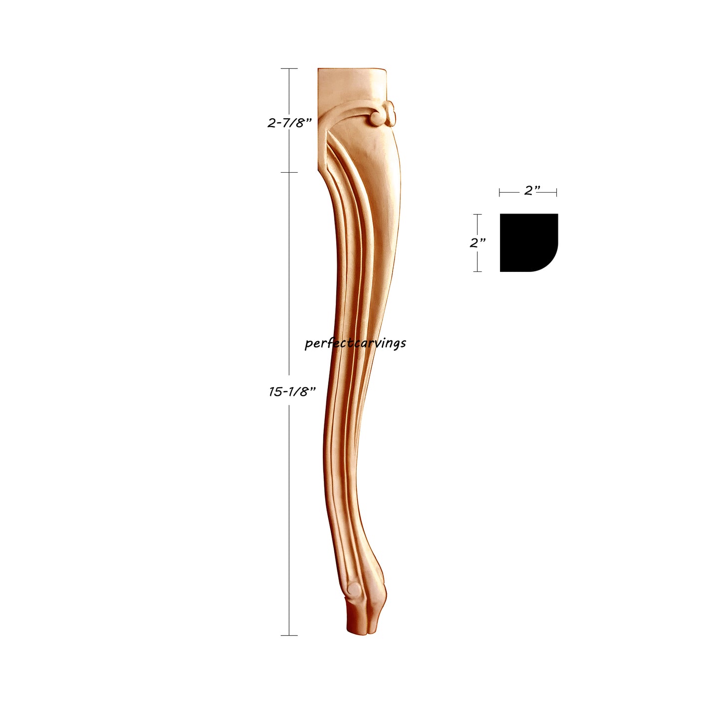 PAIR of Queen Anne 18"High Scroll Carved Wood Chair Legs, Furniture Legs