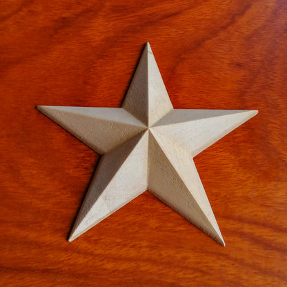 PAIR of Wood Carved Star Rosettes Appliques, Nine Sizes available from 1" to 7"