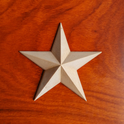 PAIR of Wood Carved Star Rosettes Appliques, Nine Sizes available from 1" to 7"