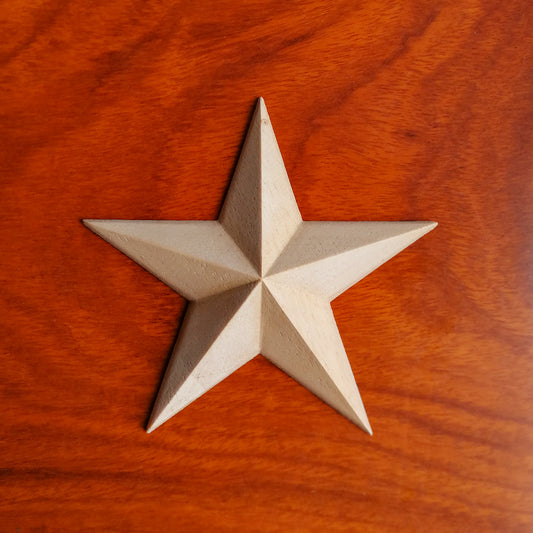 PAIR of Wood Carved Star Rosettes Appliques, Nine Sizes available from 1" to 7"