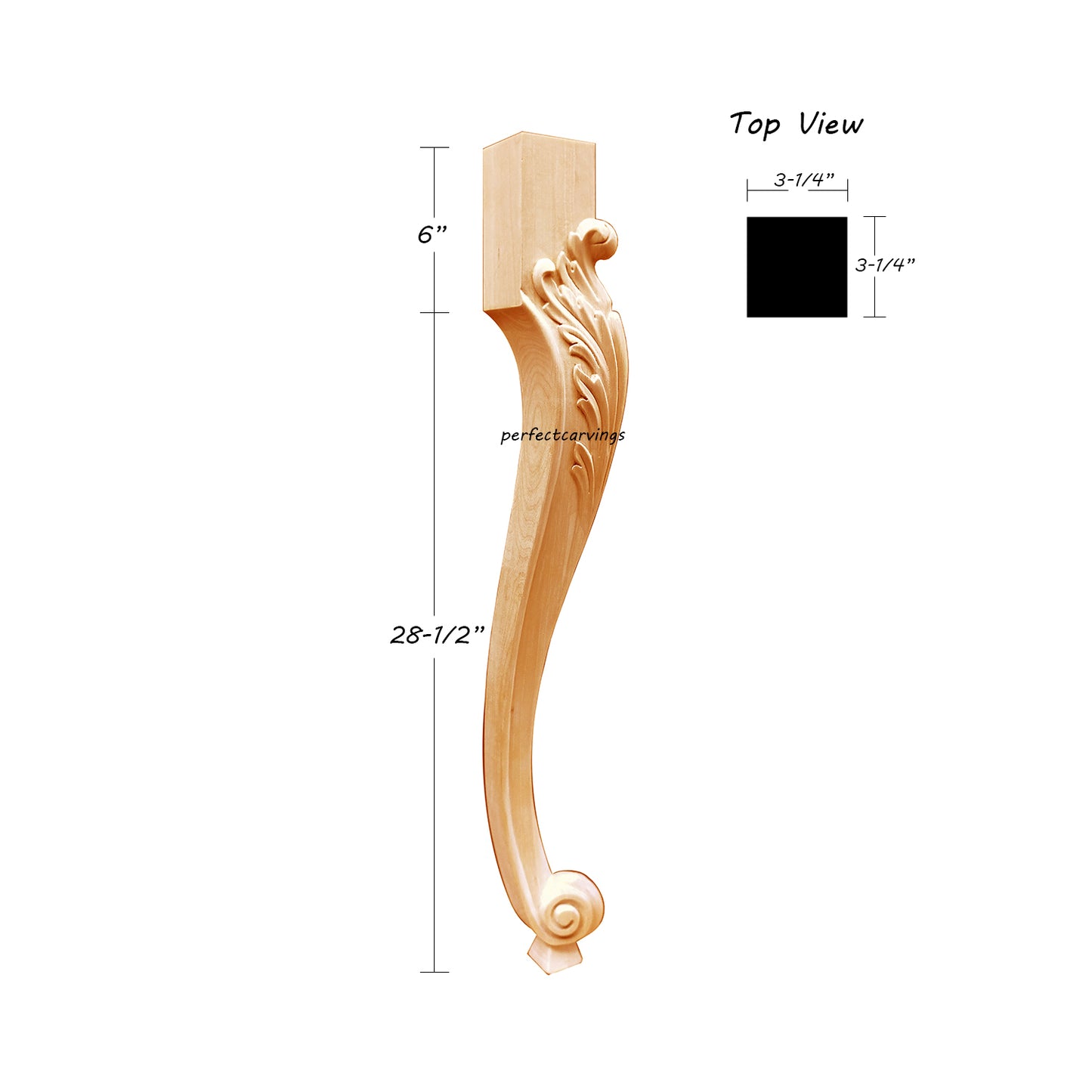 PAIR of Acanthus Leaf Carved 34-1/2"H Desk & Dining Table Legs Furniture Legs
