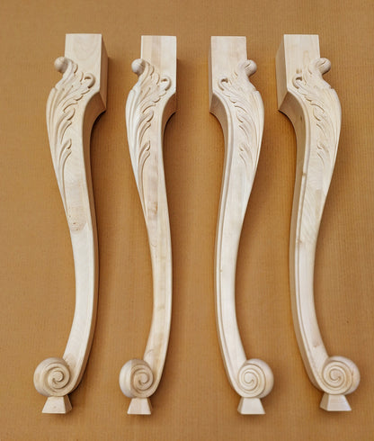 PAIR of Acanthus Leaf Carved 34-1/2"H Desk & Dining Table Legs Furniture Legs