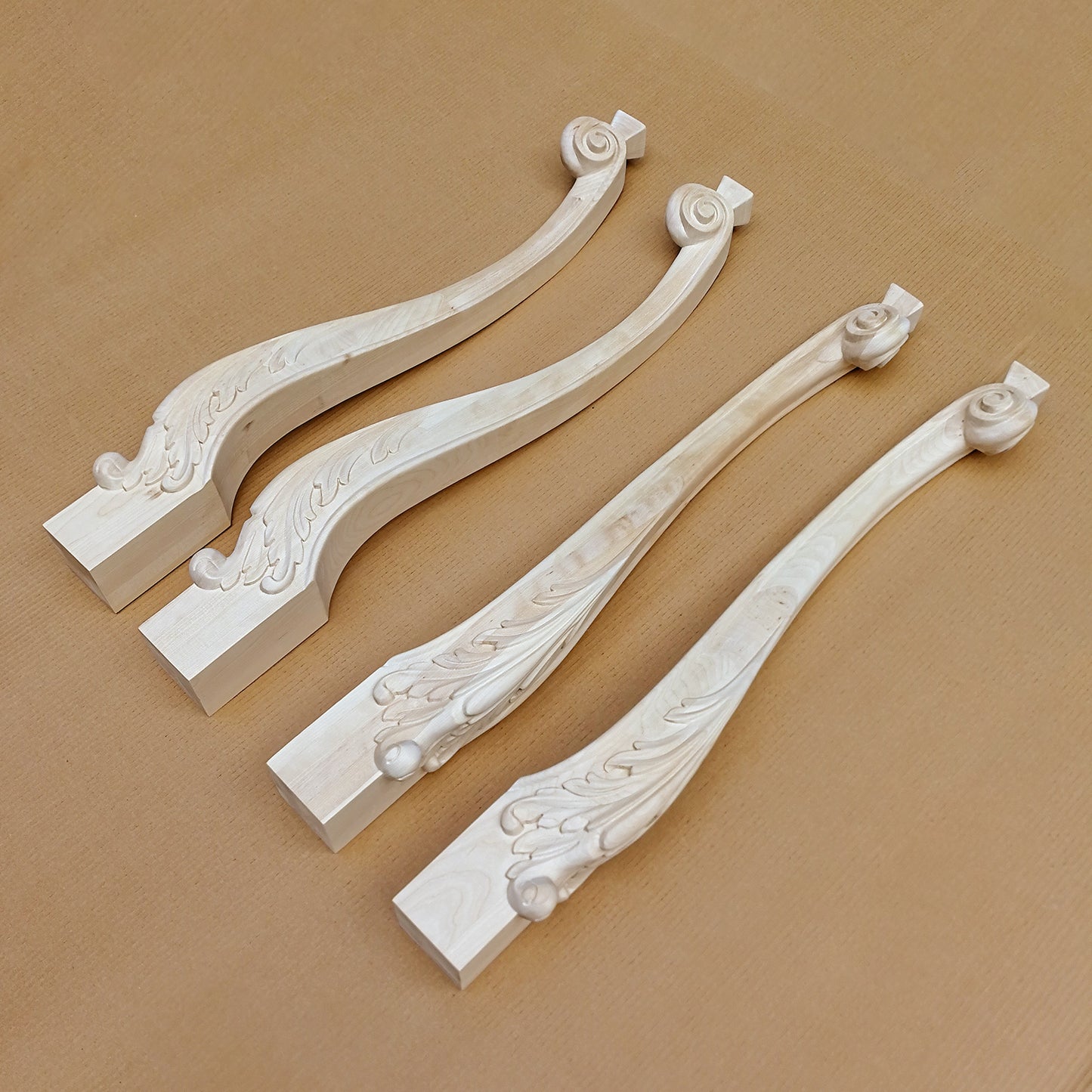 PAIR of Acanthus Leaf Carved 34-1/2"H Desk & Dining Table Legs Furniture Legs