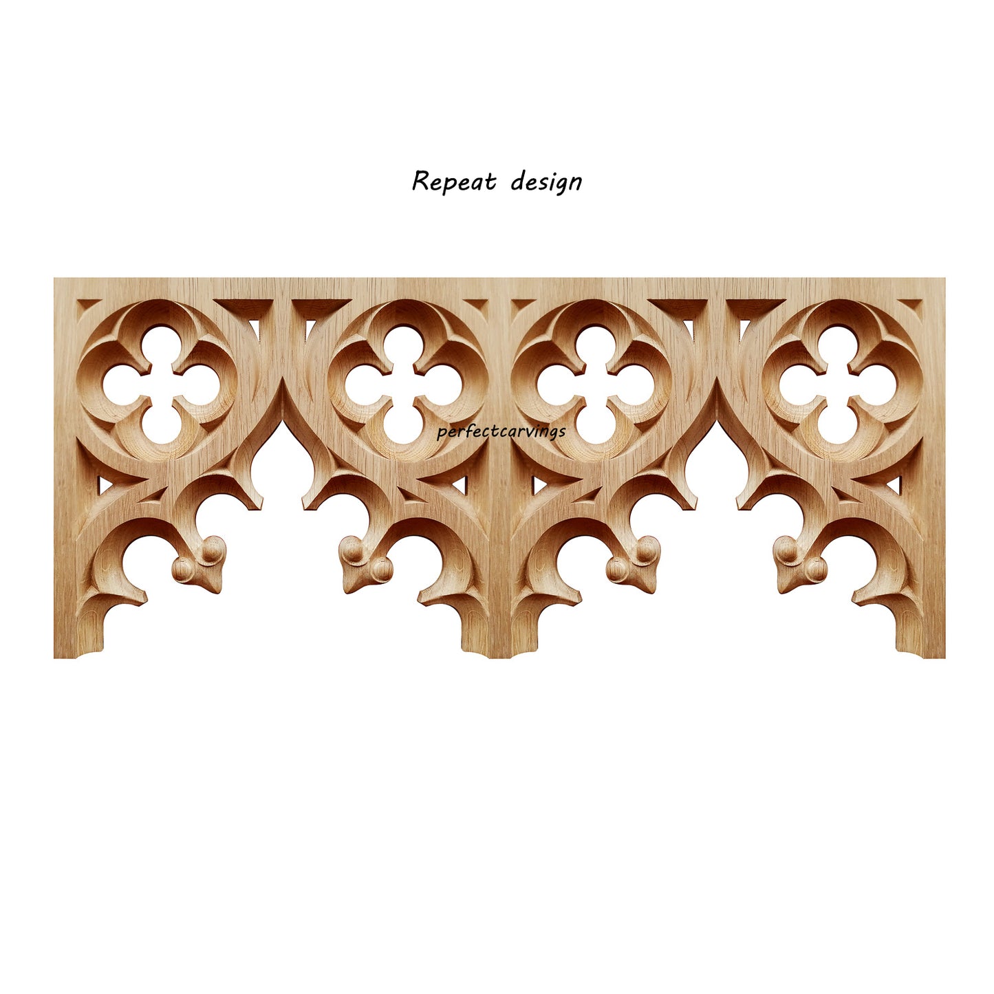 PAIR of PNL-34 Gothic Style Wood Carved Screen Arch Panels, 13"Wx10-3/4"H
