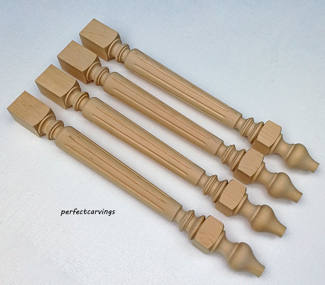 PAIR of Country Style 30"High Wood Carved Table Legs, Furniture Legs