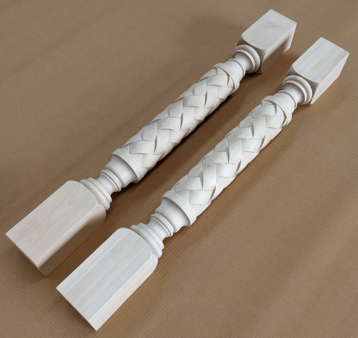 PAIR of CLM-23-A Woven Basket Carved 36