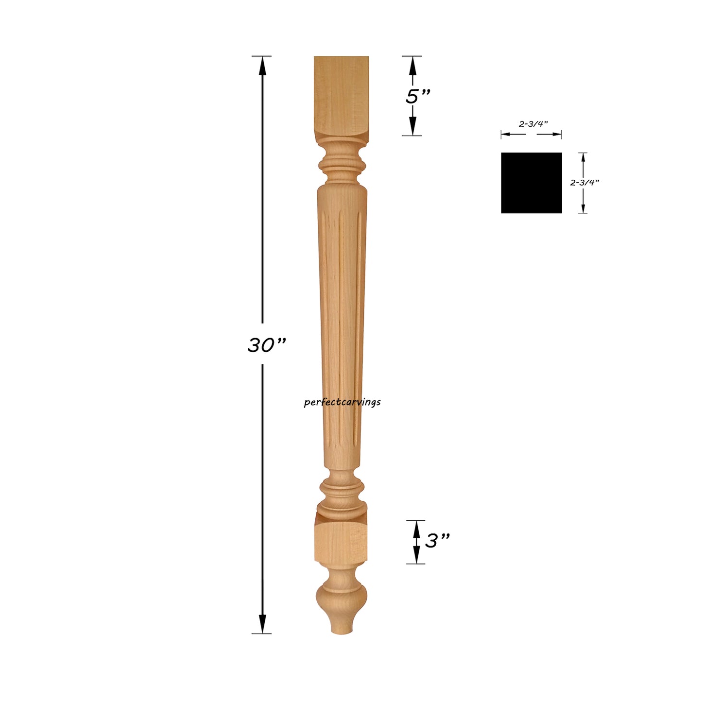 PAIR of Country Style 30"High Wood Carved Table Legs, Furniture Legs