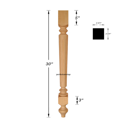 PAIR of Country Style 30"High Wood Carved Table Legs, Furniture Legs