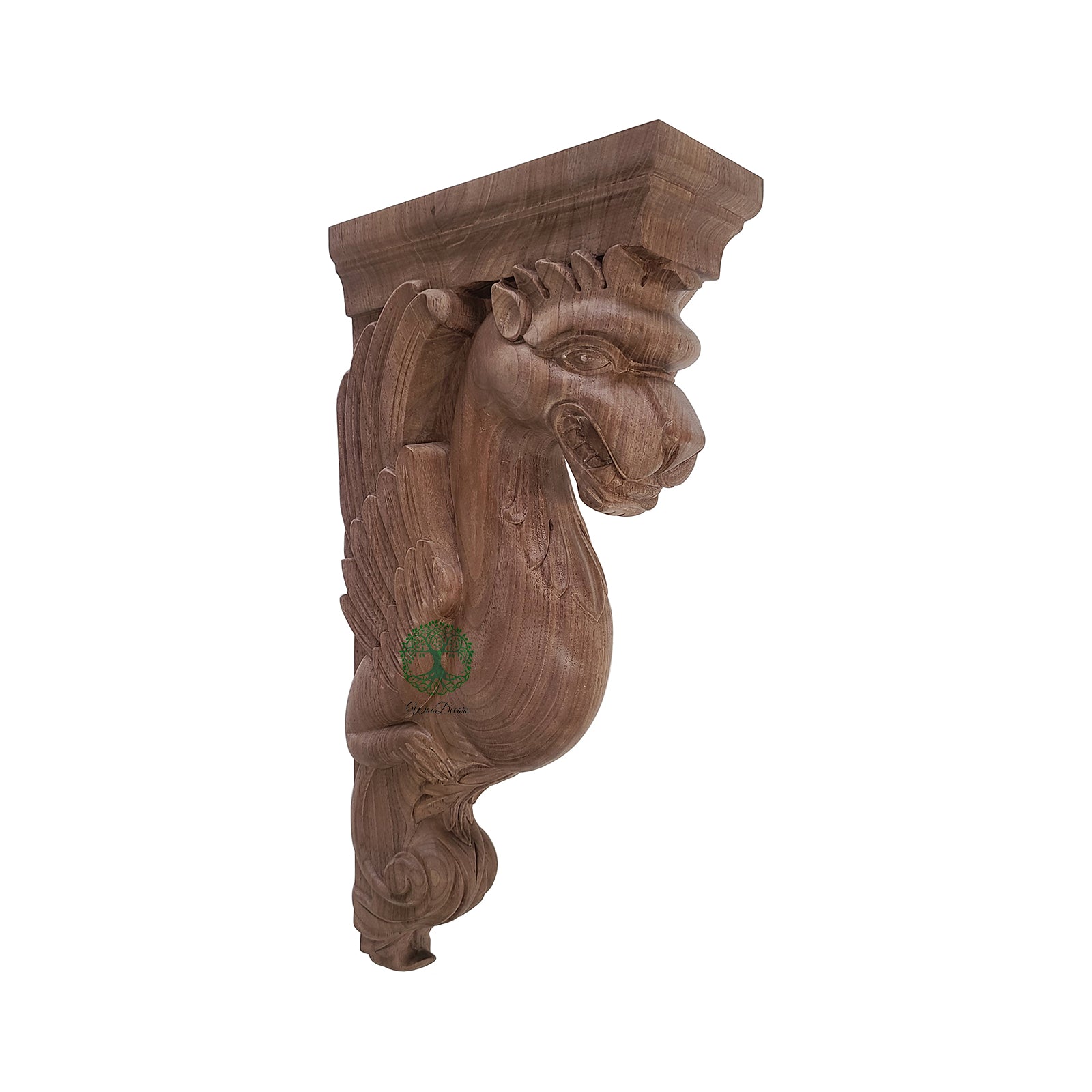 PAIR of Wood Carved Griffin Corbels, Unfinished, Available in 3 Sizes