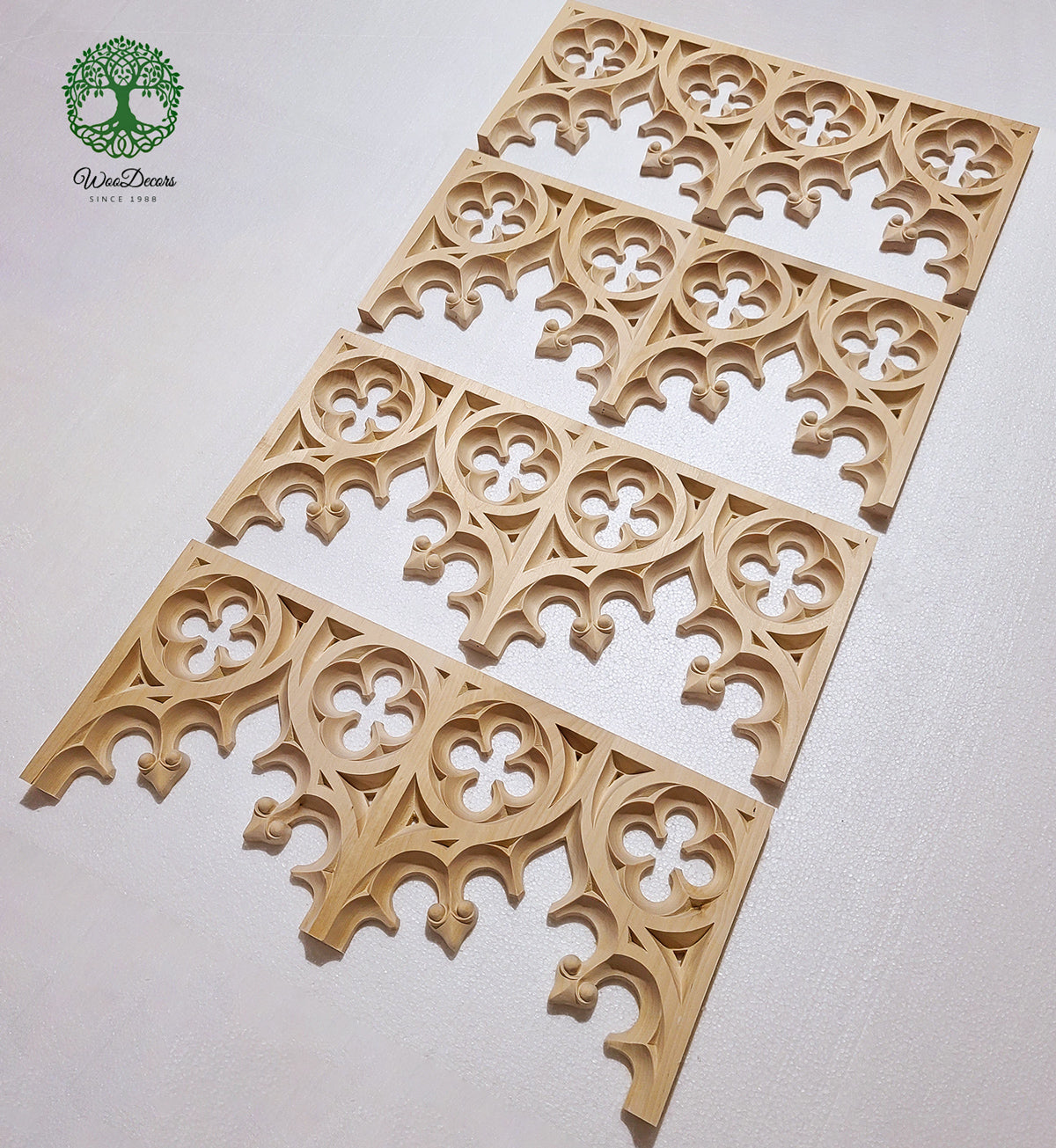 PAIR of PNL-34 Gothic Style Wood Carved Screen Arch Panels, 13