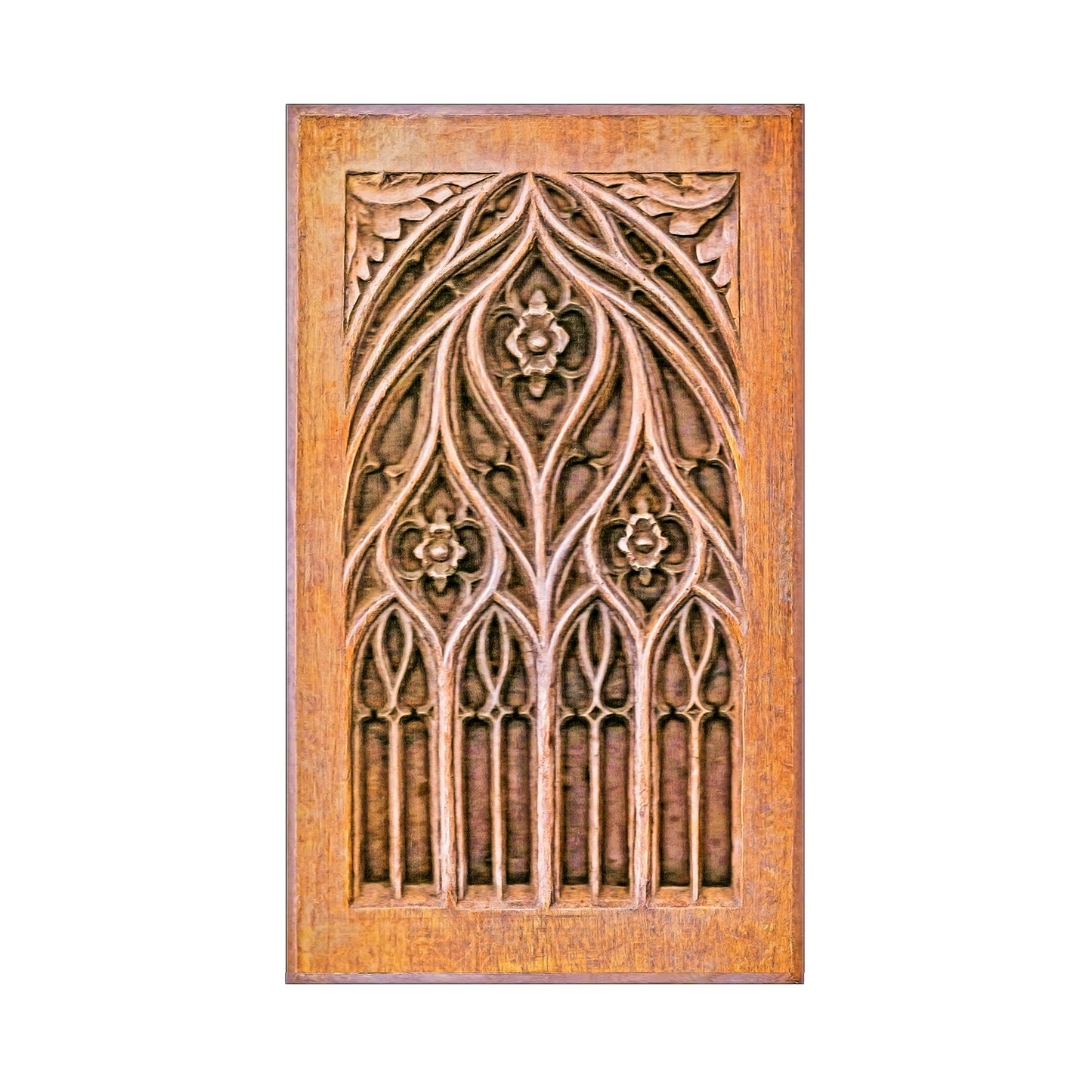 PAIR of PNL-50 Delicate Wood Carved Gothic Door Panels, Furniture Panels, 13-1/2"Wx21-1/4"H