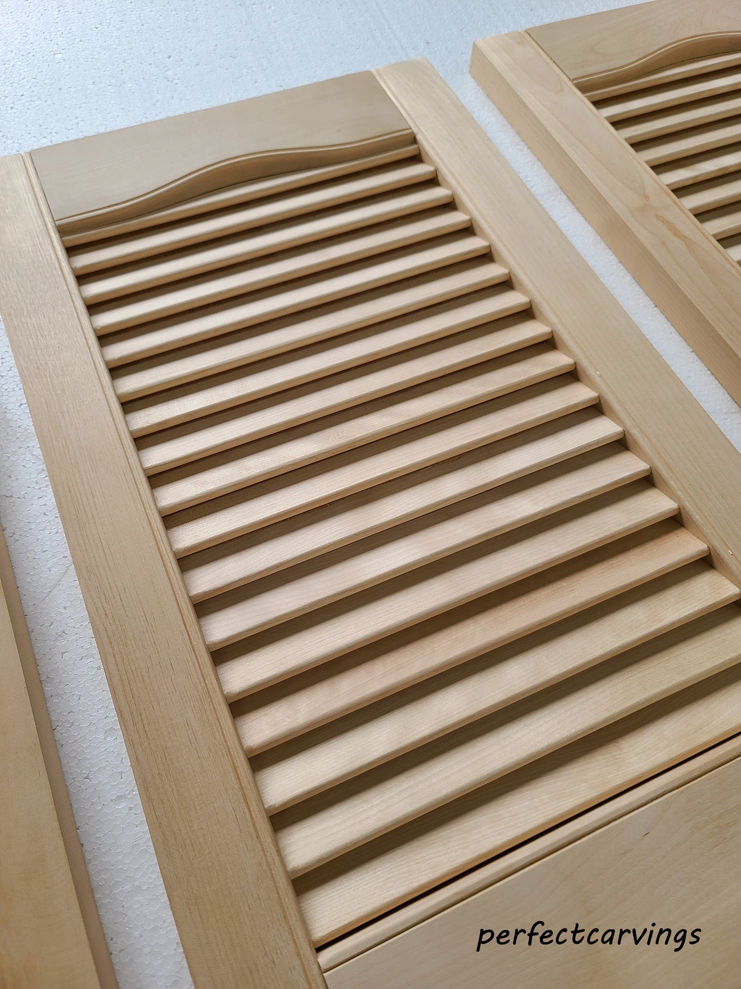 PAIR of CBD-28 Louvered Style Solid Wood Cabinet Doors, 13"Wx22"H, Unfinished