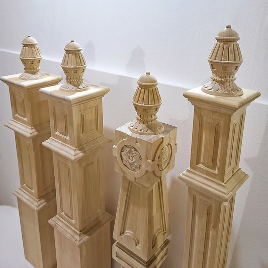 CUSTOM220828-Part 1,  Four Designs of Newel Posts, SOLD