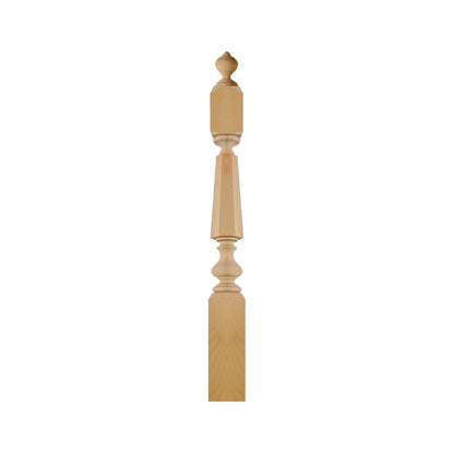 NWL-08 Wood Carved Hexagon Newel Post, Available in 4"x4", 5"x5", Unfinished, Single