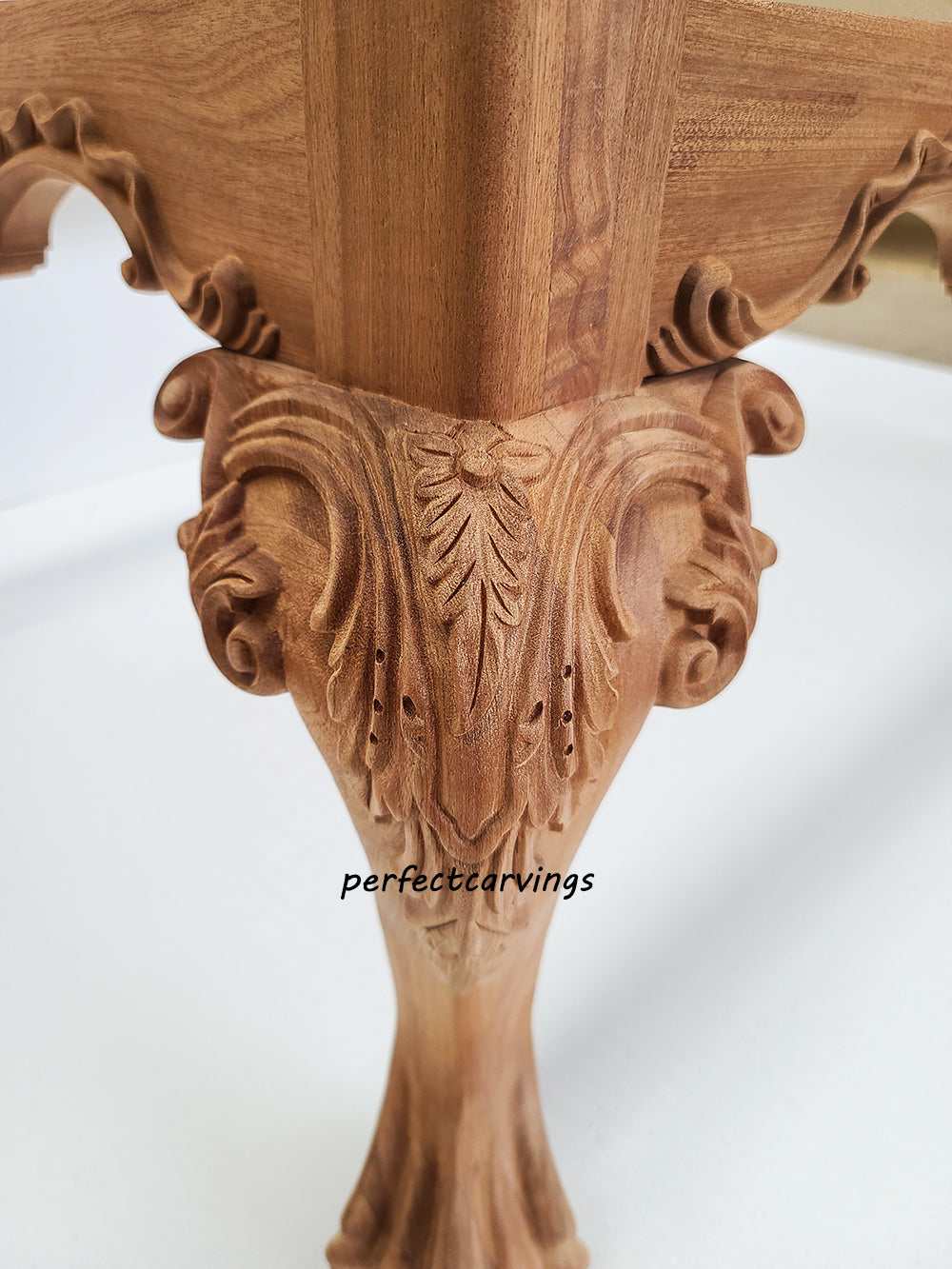 PAIR of Wood Carved Scroll Leaf Claw Ball Legs for Furniture, Available in 12-1/2" & 14-1/2"High