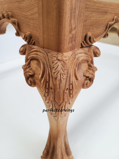 PAIR of Wood Carved Scroll Leaf Claw Ball Legs for Furniture, Available in 12-1/2" & 14-1/2"High