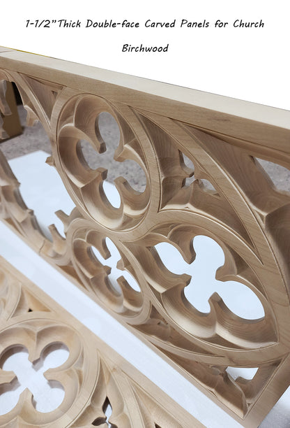 PNL-41 Large Wood Carved Gothic Screen Panel,  15"Wx19-1/2"H, Single