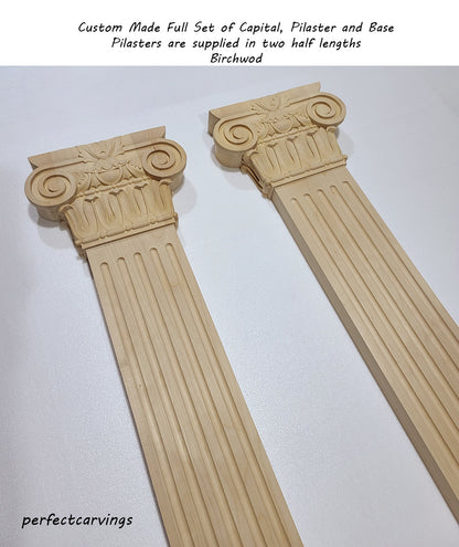 PAIR of Wood Carved Large Roman Capitals for 6-1/4"Wx2"D Pilaster Columns