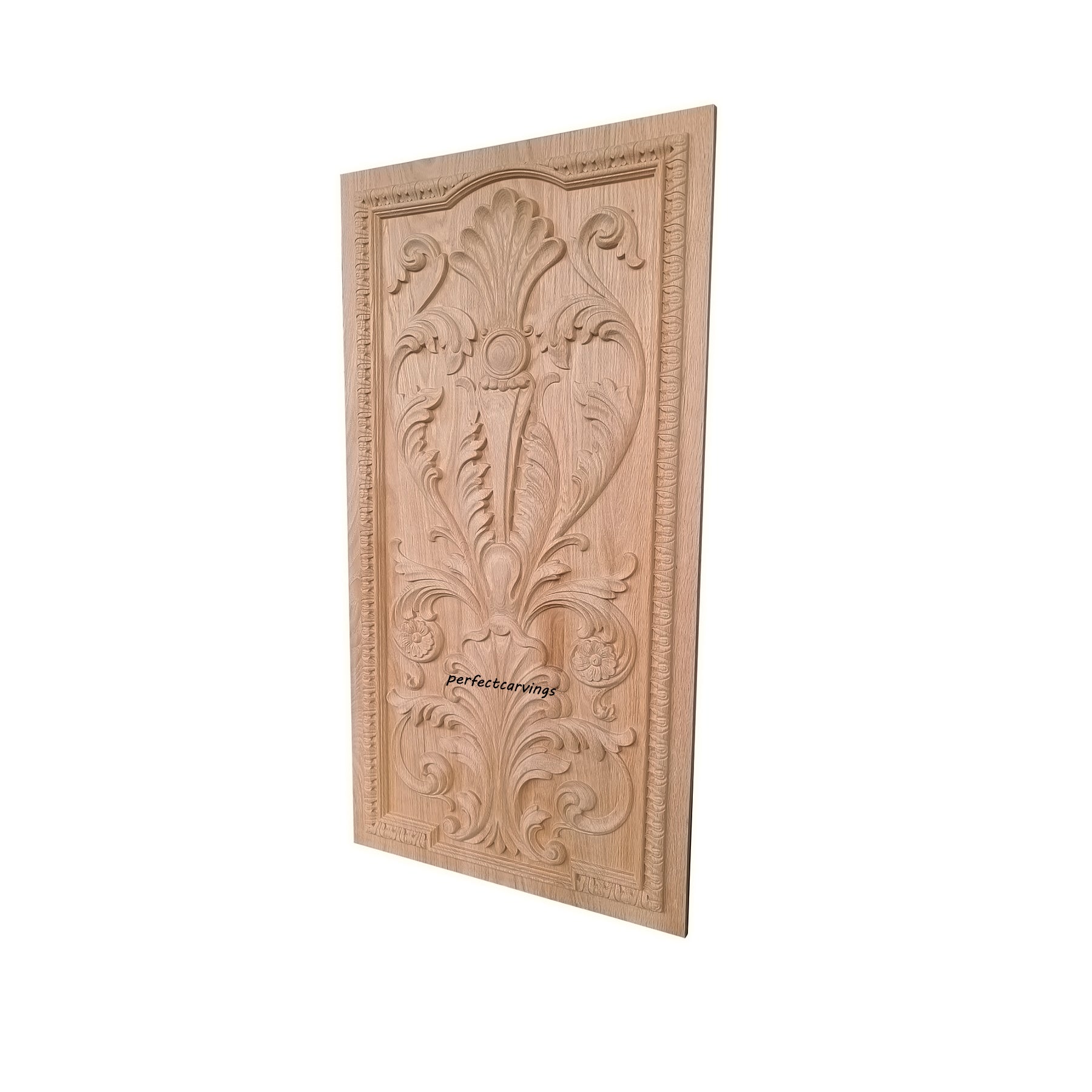 PNL-21 Vigirous Floral Leaf Carved Wood Panel,  20