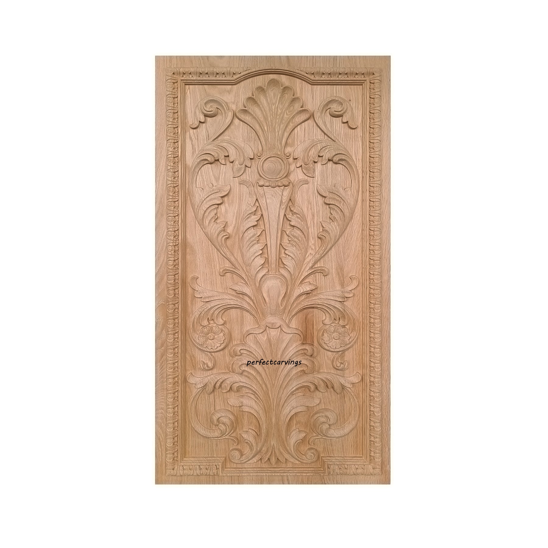PNL-21 Vigirous Floral Leaf Carved Wood Panel,  20