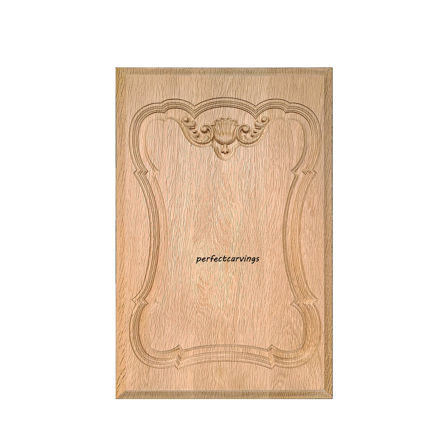 PAIR of PNL-28  Shell Scroll with Delicate Lines Carved Wood Panels, 13-1/2"x21-1/4", Unfinished