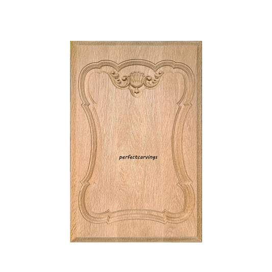 PAIR of PNL-28  Shell Scroll with Delicate Lines Carved Wood Panels, 13-1/2"x21-1/4", Unfinished