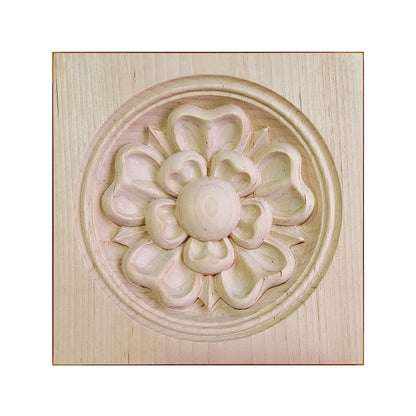 PAIR of Yorkshire Rose Carved Wood Corner Blocks, Architrave Blocks, Available in 3-1/2" & 5-1/8"