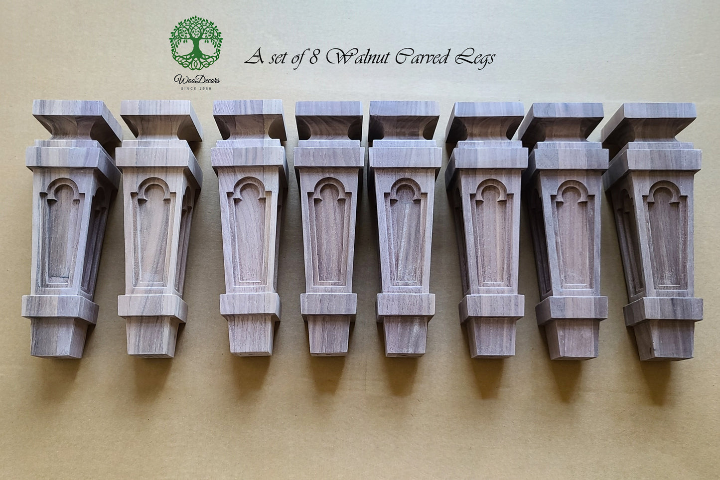 PAIR of Quality Gothic Style 7-1/4"High Wood Furniture Cabinet Legs Bun Feet