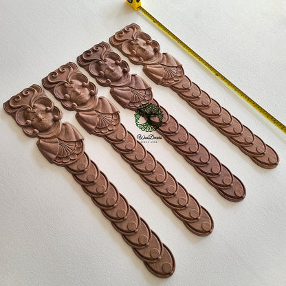 CUSTOM240304  Four Units of 127mmx660mm Walnut Wood Carved Drop Appliques, SOLD