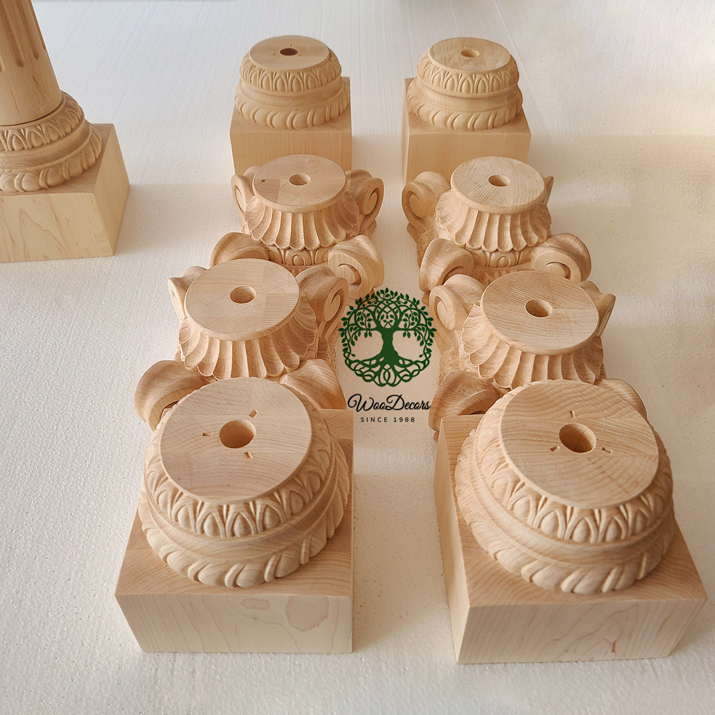 CUSTOM240227  8 Sets of Hard Maple Ionic Capital, Column, and Base, SOLD